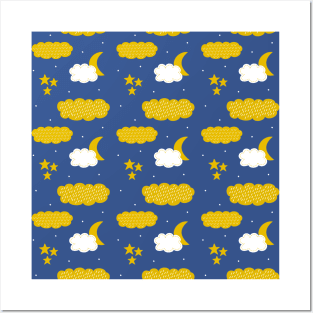 Starry Night Seamless Pattern Posters and Art
